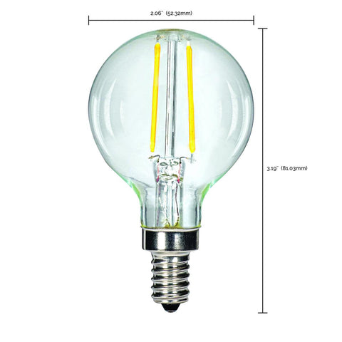 Satco - 2.5 Watt G16.5 LED; Clear; Candelabra base; 2700K; 200 Lumens; 120 Volt