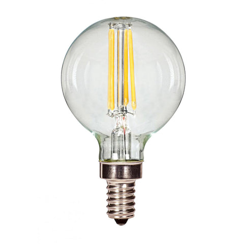 Satco - 3.5 Watt G16.5 LED; Clear; Candelabra base; 2700K; 350 Lumens; 120 Volt