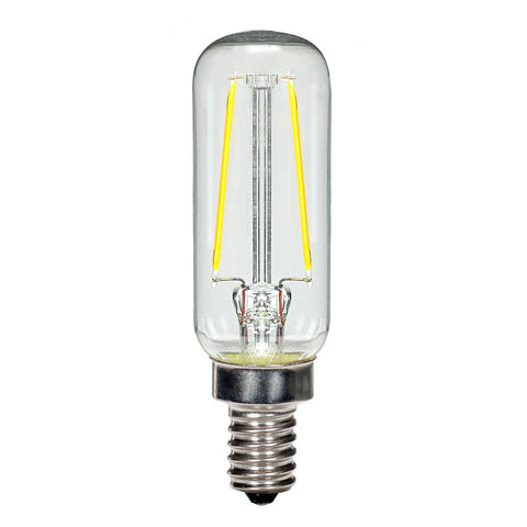 Satco - 2.5 Watt T6 LED; Clear; Candelabra base; 2700K; 200 Lumens; 120 Volt