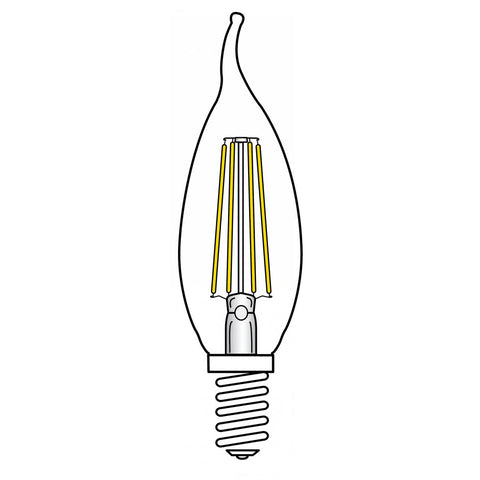Satco - 3.5 Watt CA11 LED; Clear; Candelabra base; 2700K; 350 Lumens; 120 Volt