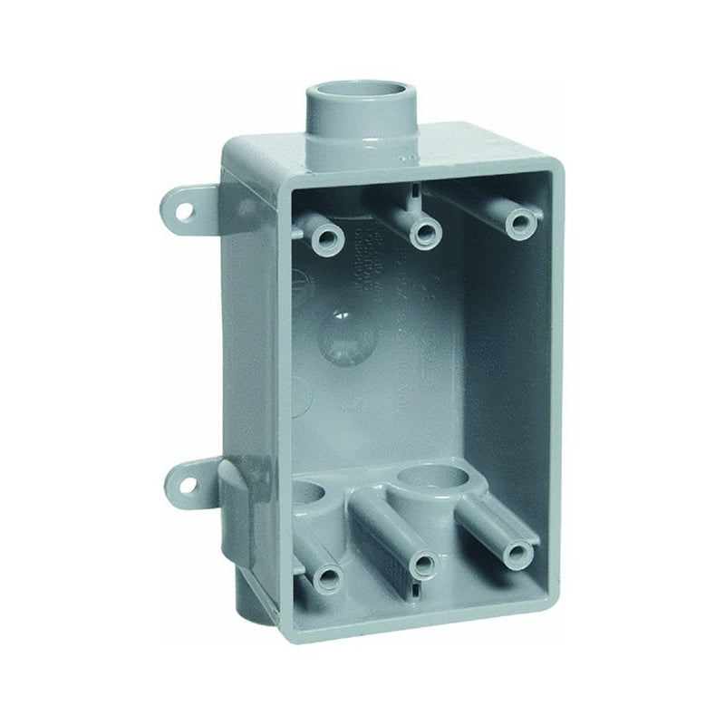 Carlon E979DFNR Switch Box, 1 -Gang, 3 -Outlet, PVC, Gray, Nail Mounti ...