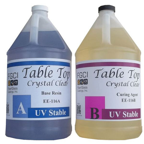 Table Top Epoxy, Crystal Clear, UV Stable, Liquid Glass Resin, 2 Gallon Set