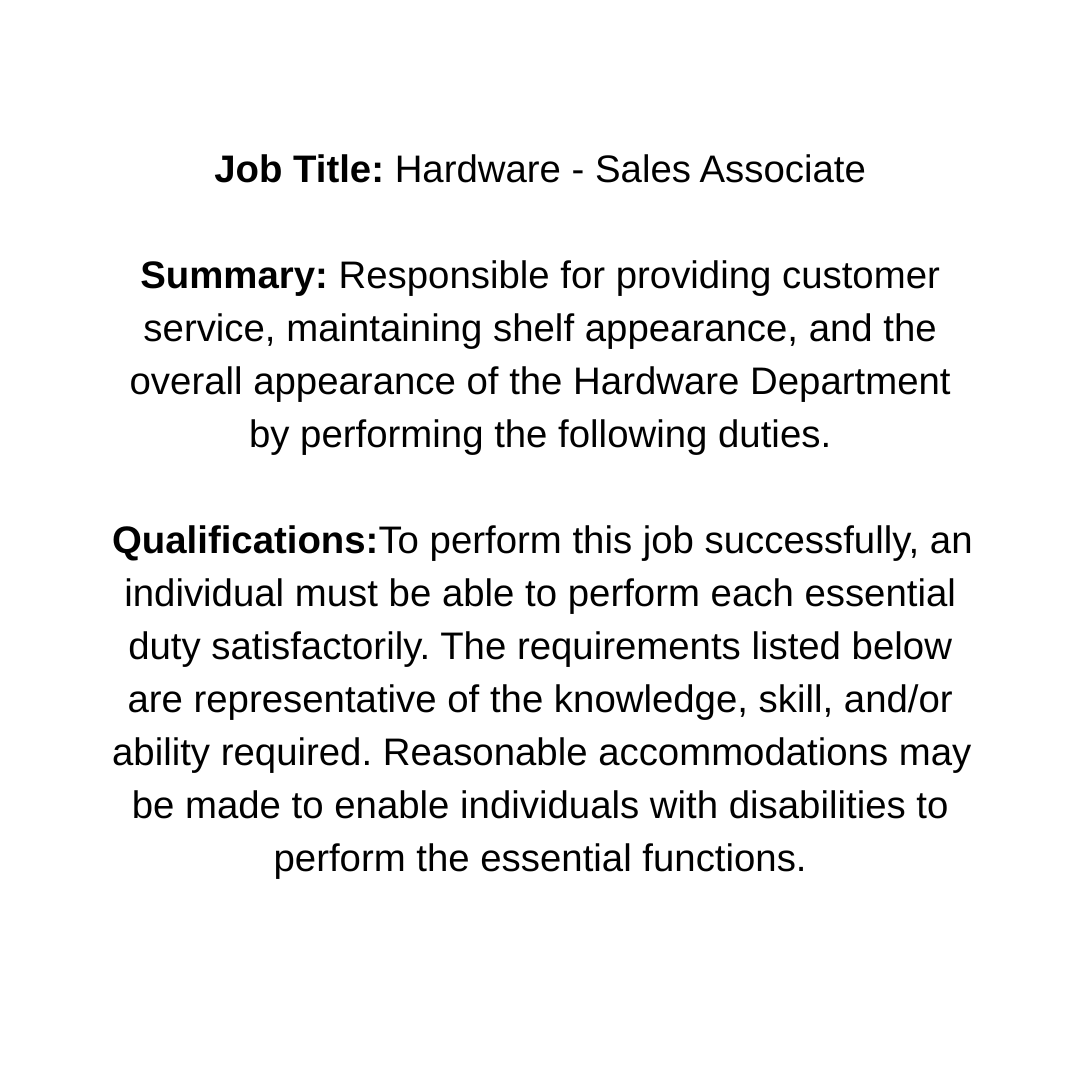 Join Our Team – Shell Lumber and Hardware