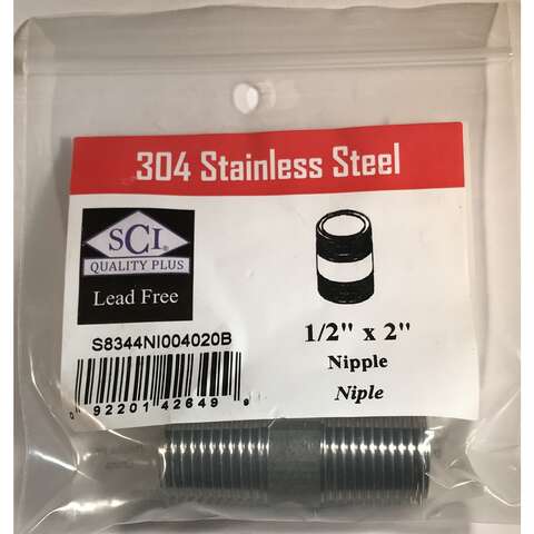 Smith-Cooper 1/2 in. MPT Stainless Steel 2 in. L Nipple