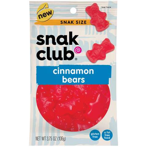 Snak Club Cinnamon Gummi Candy 3.75 oz Bagged, Pack of 12