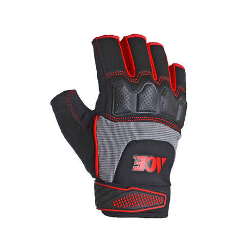 Ace Men's Indoor/Outdoor Fingerless Work Gloves Black/Gray L 1 pair