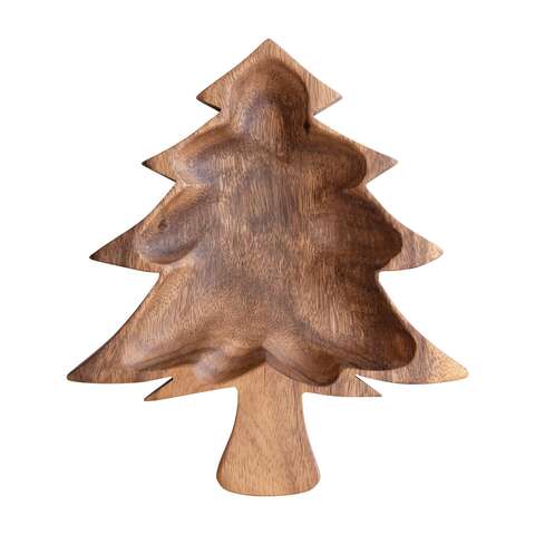 Creative Co-Op Garden Christmas Natural Christmas Tree Bowl 1 in., Pack of 6