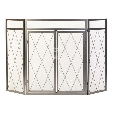 Panacea Open Hearth Black Antique Steel Fireplace Screen