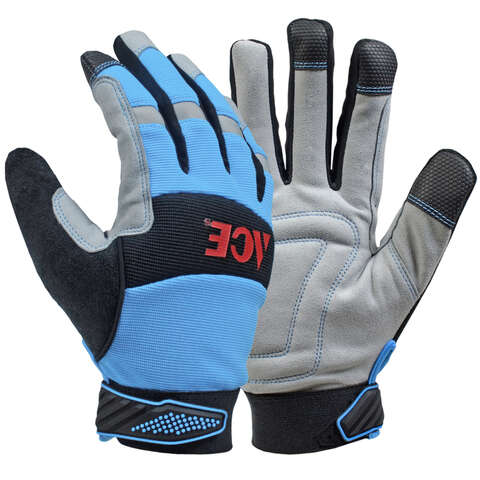 Ace S Leather Cold Weather Blue Gloves