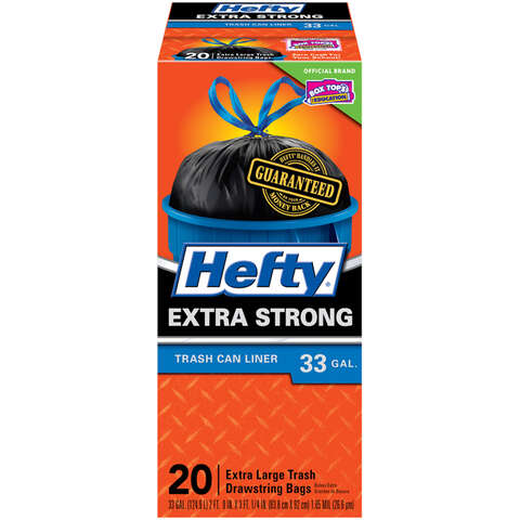 Hefty Extra Strong 33 gal No Scent Trash Bags Drawstring 20 pk, Pack of 6
