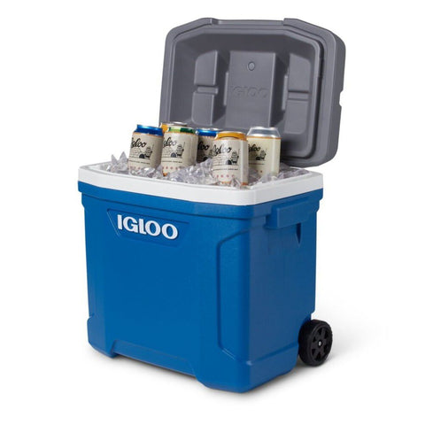 Igloo Latitude Series 34658 Roller Cool Box, 30 qt Cooler, Plastic, Indigo Blue/Meteorite, 3 days Ice Retention