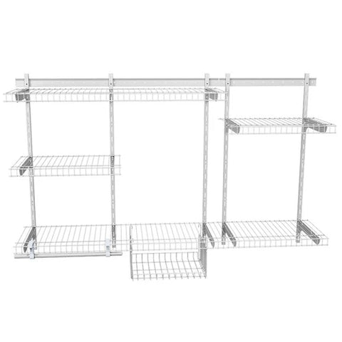 Inka Adjustable White Wire Closet Shelf Kit, 3-5 FT Expandable Organizer System