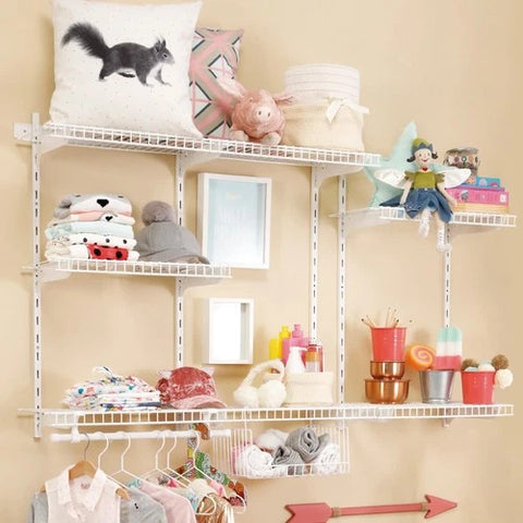 Inka Adjustable White Wire Closet Shelf Kit, 3-5 FT Expandable Organizer System
