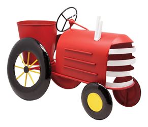 Alpine 10.24 in. H x 7.09 in. W Red Metal Tractor Planter 