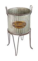 Alpine 19 in. H x 8 in. Dia. Rustic Metal Flower Can Planter 