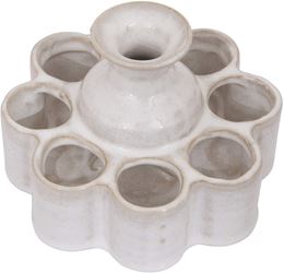 White Stoneware Vase with 8 sections  