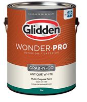 Glidden Wonder-Pro GLWP30AW/01 Interior/Exterior Paint, Flat Sheen, Antique White, 1 gal, 400 sq-ft/gal Coverage Area  4 Pack