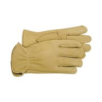 Boss B84081-M Driver Gloves, Mens, M, 7-1/8 to 8 in L, Keystone Thumb, Slip-On Cuff, Deerskin Leather, Gold 