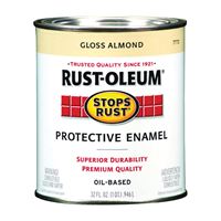 Rust-Oleum Stops Rust 7770502 Enamel Paint, Oil, Gloss, Almond, 1 qt, Can, 50 to 90 sq-ft/qt Coverage Area 