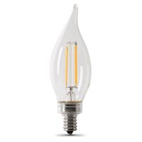 Feit Electric BPCFC40950CAFIL/2/RP LED Bulb, Decorative, Flame Tip Lamp, 40 W Equivalent, E12 Lamp Base, Dimmable, 2/PK 