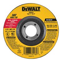 DeWALT DW8424 Cutting Wheel, 4-1/2 in Dia, 0.045 in Thick, 7/8 in Arbor, 60 Grit, Medium, Aluminum Oxide Abrasive 