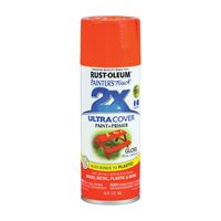Rust-Oleum Painters Touch 2X Ultra Cover 334043 Spray Paint, Gloss, Real Orange, 12 oz, Aerosol Can 