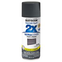 Rust-Oleum Painters Touch 2X Ultra Cover 350373 Spray Paint, Satin, Charcoal Gray, 12 oz, Aerosol Can 