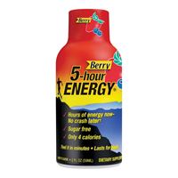 5-hour ENERGY 500181 Sugar-Free Energy Drink, Liquid, Berry Flavor, 1.93 oz Bottle, Pack of 12 