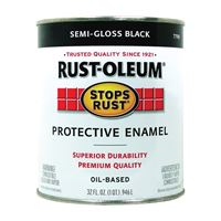 Rust-Oleum Stops Rust 7798502 Enamel Paint, Oil, Semi-Gloss, Black, 1 qt, Can, 50 to 100 sq-ft/qt Coverage Area 