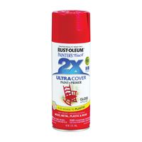 Rust-Oleum Painters Touch 2X Ultra Cover 334024 Spray Paint, Gloss, Apple Red, 12 oz, Aerosol Can 