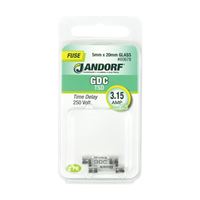 Jandorf 60678 Time Delay Fuse, 3.15 A, 250 V, 35 A Interrupt, Glass Body 