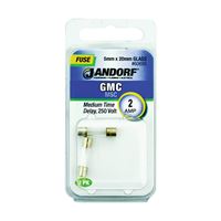 Jandorf 60693 Time Delay Fuse, 2 A, 250 V, 100 A, 10 kA Interrupt, Glass Body 