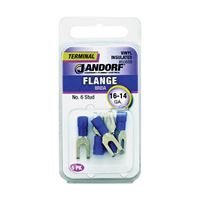 Jandorf 60888 Spade Terminal, 16 to 14 AWG Wire, #6 Stud, Vinyl Insulation, Copper Contact, Blue 