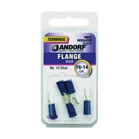 Jandorf 60890 Spade Terminal, 16 to 14 AWG Wire, #10 Stud, Vinyl Insulation, Copper Contact, Blue 