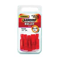 Jandorf 60924 Bullet Terminal, 600 V, 22 to 18 AWG Wire, Nylon Insulation, Copper Contact, Red 