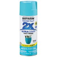 Rust-Oleum Painters Touch 2X Ultra Cover 334095 Spray Paint, Satin, Seaside, 12 oz, Aerosol Can 