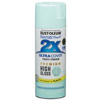 RUST-OLEUM PAINTERS Touch 2X ULTRA COVER 331178 Spray Paint, High-Gloss, Turquoise Sky, 12 oz, Aerosol Can 
