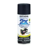 Rust-Oleum Painters Touch 2X Ultra Cover 334097 Spray Paint, Semi-Gloss, Black, 12 oz, Aerosol Can 