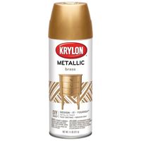 Krylon K02204007 Metallic Spray Paint, Metallic, Brass, 12 oz, Can 