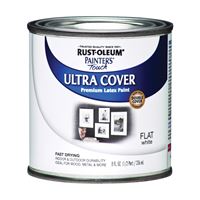 Rust-Oleum 1990730 Enamel Paint, Water, Flat, White, 0.5 pt, Can, 120 sq-ft Coverage Area 