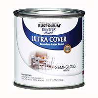 Rust-Oleum 1993730 Enamel Paint, Water, Semi-Gloss, White, 0.5 pt, Can, 120 sq-ft Coverage Area 