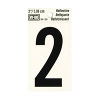 Hy-Ko RV-25/2 Reflective Sign, Character: 2, 2 in H Character, Black Character, Silver Background, Vinyl, Pack of 10 
