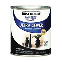 Rust-Oleum 1976502 Enamel Paint, Water, Flat, Black, 1 qt, Can, 120 sq-ft Coverage Area 