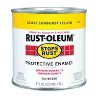 Rust-Oleum Stops Rust 7747730 Enamel Paint, Oil, Gloss, Sunburst Yellow, 0.5 pt, Can, 50 to 90 sq-ft/qt Coverage Area 
