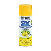 Rust-Oleum Painters Touch 2X Ultra Cover 334046 Spray Paint, Gloss, Sun Yellow, 12 oz, Aerosol Can 