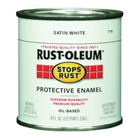 Rust-Oleum Stops Rust 7791730 Enamel Paint, Oil, Satin, White, 0.5 pt, Can 