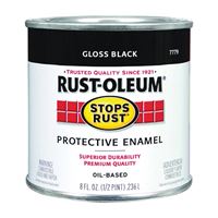 Rust-Oleum Stops Rust 7779730 Enamel Paint, Oil, Gloss, Black, 0.5 pt, Can, 50 to 90 sq-ft/qt Coverage Area 