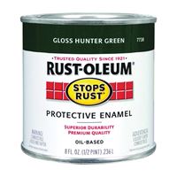 Rust-Oleum Stops Rust 7738730 Enamel Paint, Oil, Gloss, Hunter Green, 0.5 pt, Can, 50 to 90 sq-ft/qt Coverage Area 