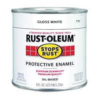 Rust-Oleum Stops Rust 7792730 Enamel Paint, Oil, Gloss, White, 0.5 pt, Can, 50 to 90 sq-ft/qt Coverage Area 