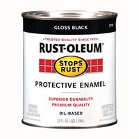 Rust-Oleum Stops Rust 7779504 Enamel Paint, Oil, Gloss, Black, 1 qt, Can, 50 to 90 sq-ft/qt Coverage Area 